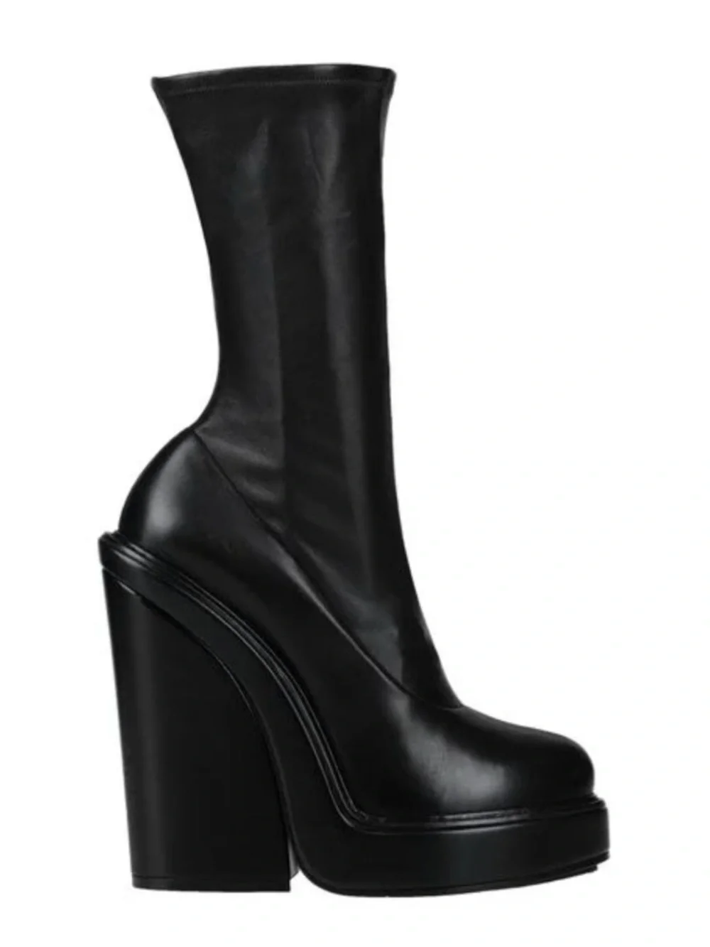 Givenchy Black Leather Platform Heel Boots - Picture 8 of 9